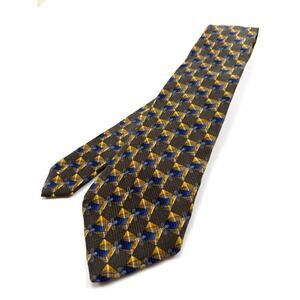 VINTAGE OMAGGIO By ROBERT TALBOTT SILK Tie 4"W 60" X-Long Black Gold #1622